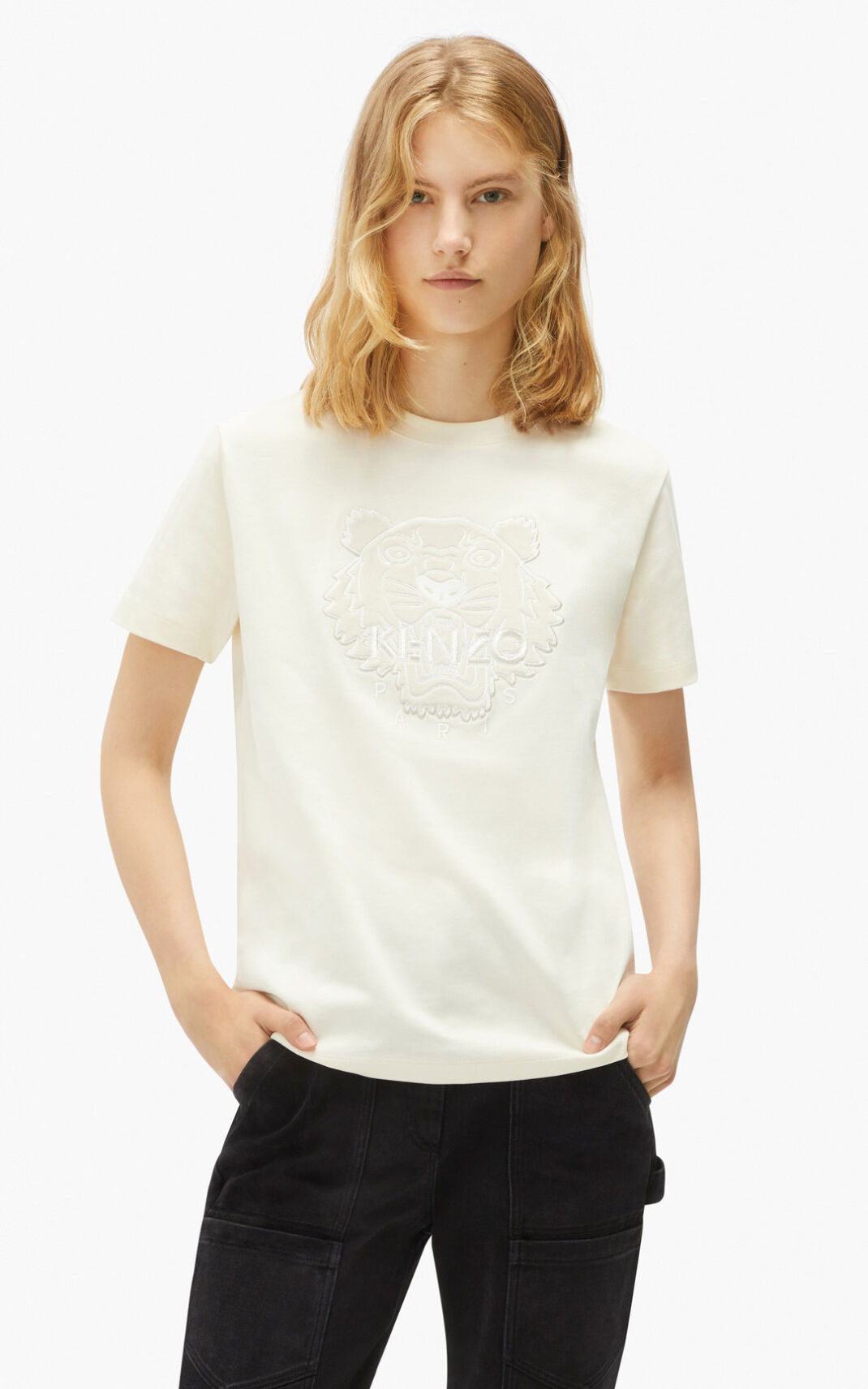 T Shirt Kenzo The Hiver Capsule loose fit tiger Femme Blanche | CQUJ-59472